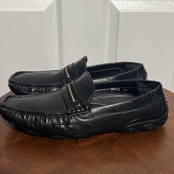 🔥 LUCIO RICCI Loafers Men's Size 10.5 Black  Slip-On Driving Loafers Shoes GUC - Picture 4 of 12